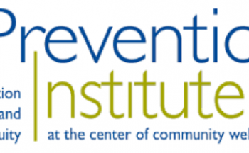 Logo for Prevention Institute, type in blue and green