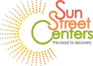 Sun Street Center logo, sun graphic and name of group