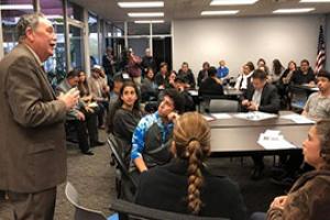 Mayor Gunter speaking to group of Salinas citizens in West Wing Conference Room