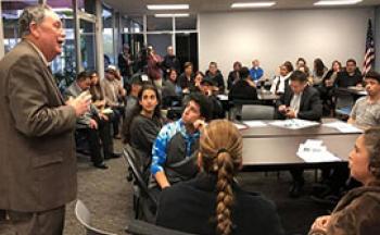 Mayor Gunter speaking to group of Salinas citizens in West Wing Conference Room