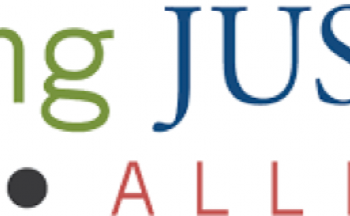 Healing Justice Alliance logo, colored fonts and four colored dots